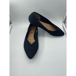 Cynthia Rowley Calla Black Recycled Knit Pointed Toe Flats Womens 7.5M BAZ397
